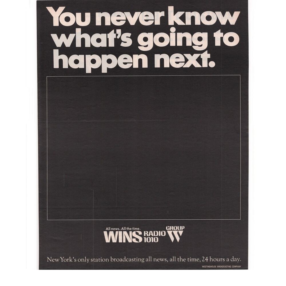 WINS 1010 Radio Magazine Advertisement 1968 Vintage News New York Communication